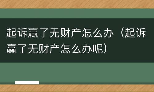起诉赢了无财产怎么办（起诉赢了无财产怎么办呢）