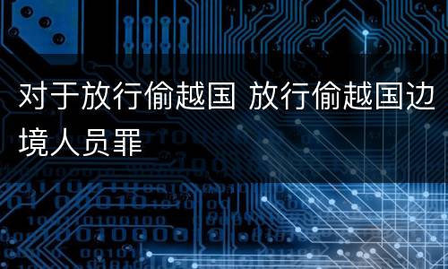 对于放行偷越国 放行偷越国边境人员罪