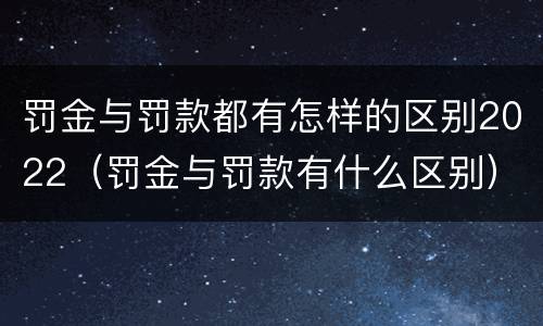 罚金与罚款都有怎样的区别2022（罚金与罚款有什么区别）