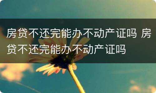 房贷不还完能办不动产证吗 房贷不还完能办不动产证吗
