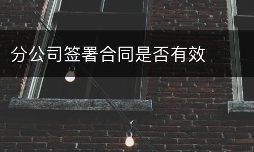 分公司签署合同是否有效