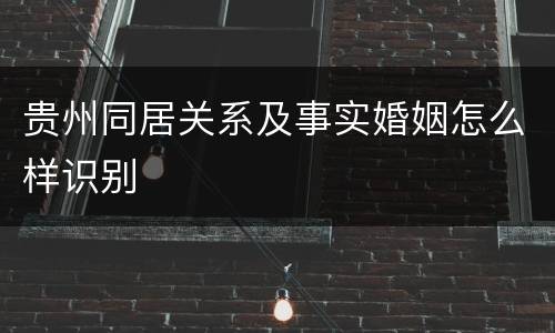 贵州同居关系及事实婚姻怎么样识别