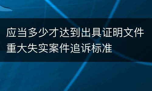 应当多少才达到出具证明文件重大失实案件追诉标准