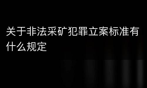 关于非法采矿犯罪立案标准有什么规定