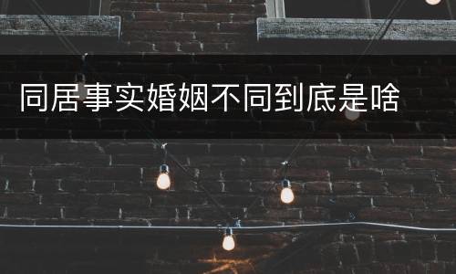 同居事实婚姻不同到底是啥