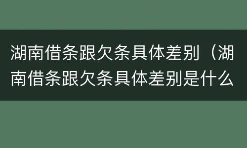 湖南借条跟欠条具体差别（湖南借条跟欠条具体差别是什么）