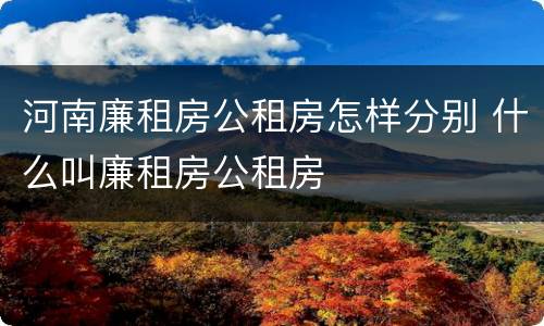 河南廉租房公租房怎样分别 什么叫廉租房公租房
