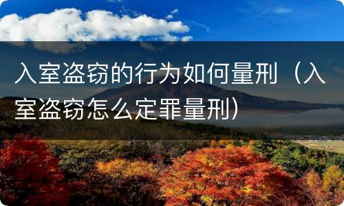 入室盗窃的行为如何量刑（入室盗窃怎么定罪量刑）