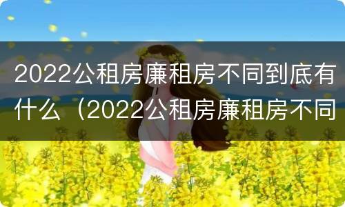 2022公租房廉租房不同到底有什么（2022公租房廉租房不同到底有什么影响）