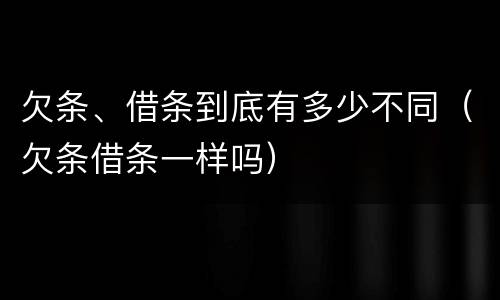 欠条、借条到底有多少不同（欠条借条一样吗）
