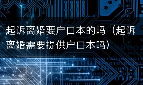 起诉离婚要户口本的吗（起诉离婚需要提供户口本吗）