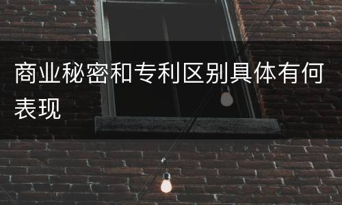 商业秘密和专利区别具体有何表现