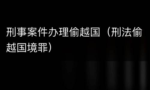 刑事案件办理偷越国（刑法偷越国境罪）