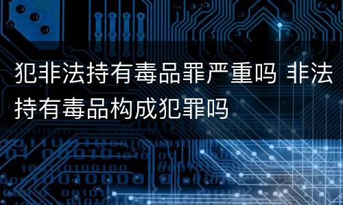 犯非法持有毒品罪严重吗 非法持有毒品构成犯罪吗