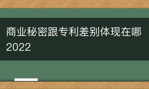 商业秘密跟专利差别体现在哪2022