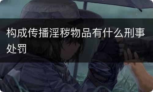 构成传播淫秽物品有什么刑事处罚