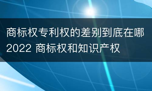 商标权专利权的差别到底在哪2022 商标权和知识产权