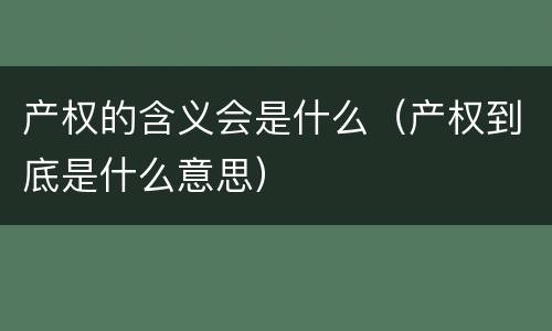 产权的含义会是什么（产权到底是什么意思）