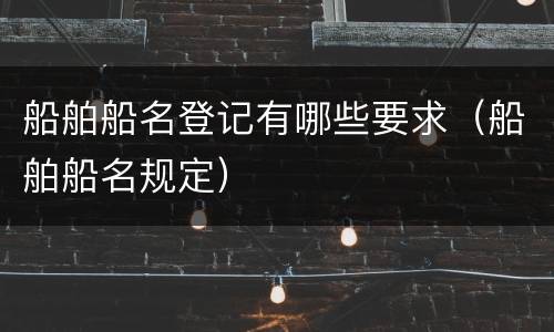 船舶船名登记有哪些要求（船舶船名规定）