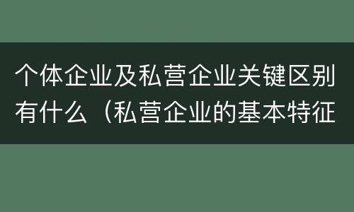 个体企业及私营企业关键区别有什么（私营企业的基本特征是什么）
