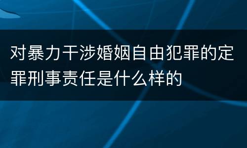 对暴力干涉婚姻自由犯罪的定罪刑事责任是什么样的