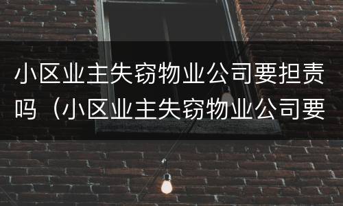 小区业主失窃物业公司要担责吗（小区业主失窃物业公司要担责吗合法吗）