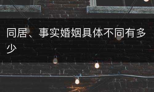 同居、事实婚姻具体不同有多少