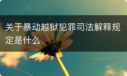 关于暴动越狱犯罪司法解释规定是什么