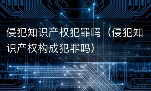 侵犯知识产权犯罪吗（侵犯知识产权构成犯罪吗）