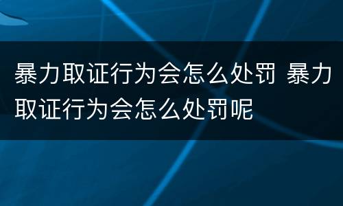 暴力取证行为会怎么处罚 暴力取证行为会怎么处罚呢
