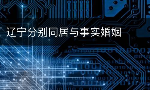 辽宁分别同居与事实婚姻