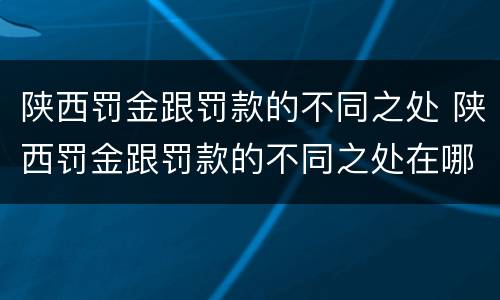 陕西罚金跟罚款的不同之处 陕西罚金跟罚款的不同之处在哪
