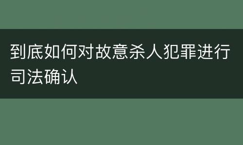 到底如何对故意杀人犯罪进行司法确认