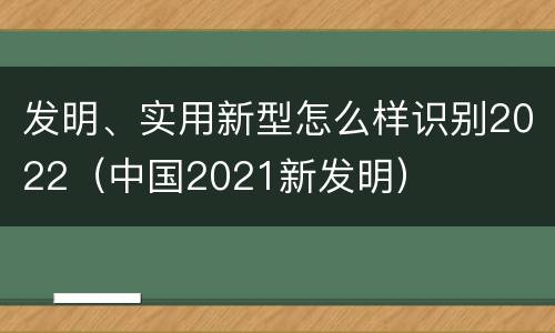 发明、实用新型怎么样识别2022（中国2021新发明）