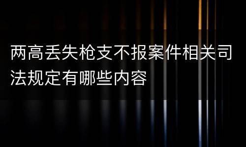 两高丢失枪支不报案件相关司法规定有哪些内容