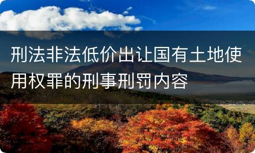 刑法非法低价出让国有土地使用权罪的刑事刑罚内容