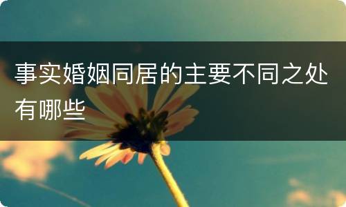 事实婚姻同居的主要不同之处有哪些
