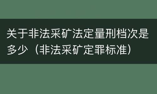 关于非法采矿法定量刑档次是多少（非法采矿定罪标准）