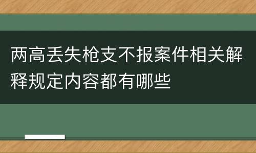 两高丢失枪支不报案件相关解释规定内容都有哪些