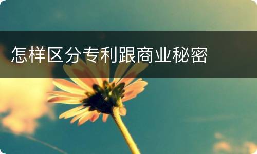 怎样区分专利跟商业秘密