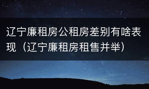 辽宁廉租房公租房差别有啥表现（辽宁廉租房租售并举）