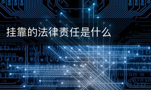 挂靠的法律责任是什么