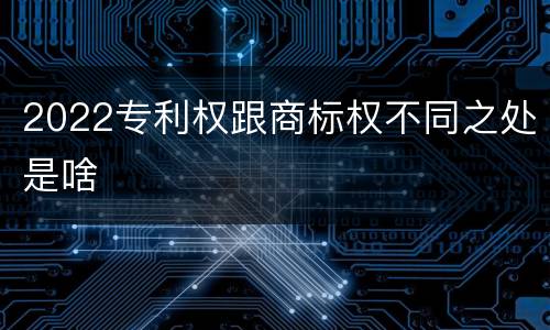 2022专利权跟商标权不同之处是啥