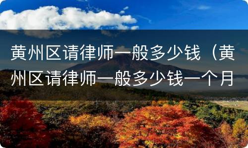 黄州区请律师一般多少钱（黄州区请律师一般多少钱一个月）