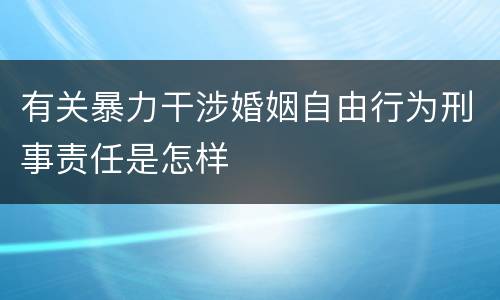 有关暴力干涉婚姻自由行为刑事责任是怎样