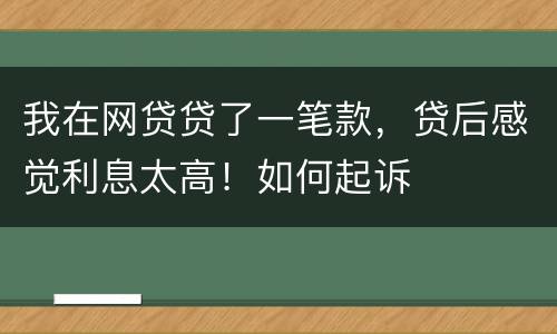 我在网贷贷了一笔款，贷后感觉利息太高！如何起诉