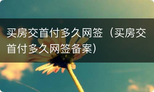 买房交首付多久网签（买房交首付多久网签备案）