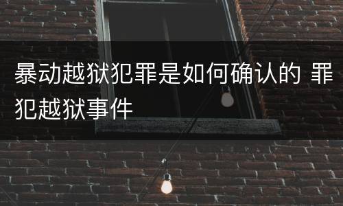 暴动越狱犯罪是如何确认的 罪犯越狱事件