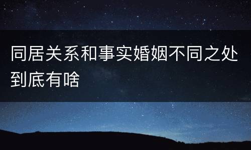 同居关系和事实婚姻不同之处到底有啥