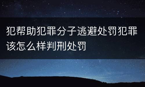 犯帮助犯罪分子逃避处罚犯罪该怎么样判刑处罚